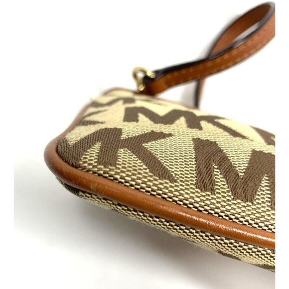 Michael Michael Kors Jet Set Wristlet Wallet Brown Canvas Leather Trim 6"x4" - Picture 7 of 15